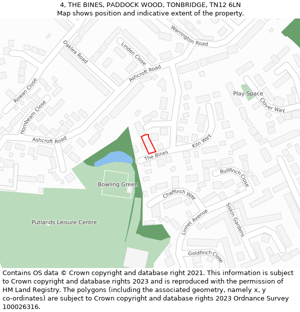 4, THE BINES, PADDOCK WOOD, TONBRIDGE, TN12 6LN: Location map and indicative extent of plot