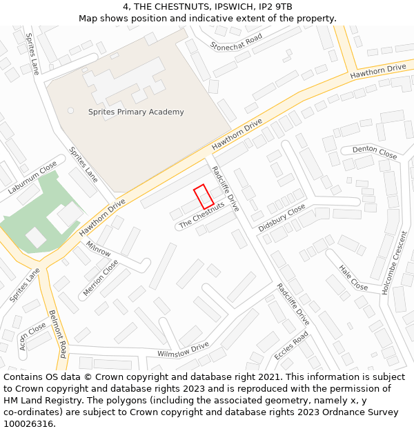 4, THE CHESTNUTS, IPSWICH, IP2 9TB: Location map and indicative extent of plot