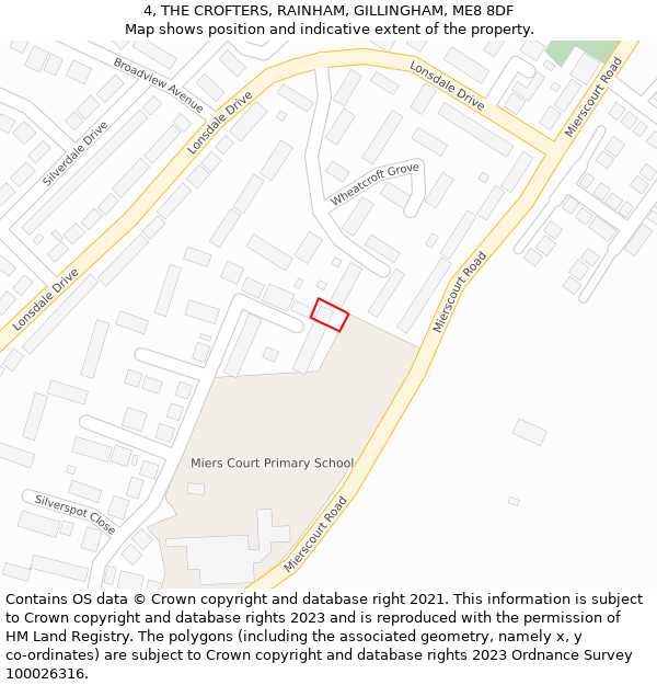 4, THE CROFTERS, RAINHAM, GILLINGHAM, ME8 8DF: Location map and indicative extent of plot