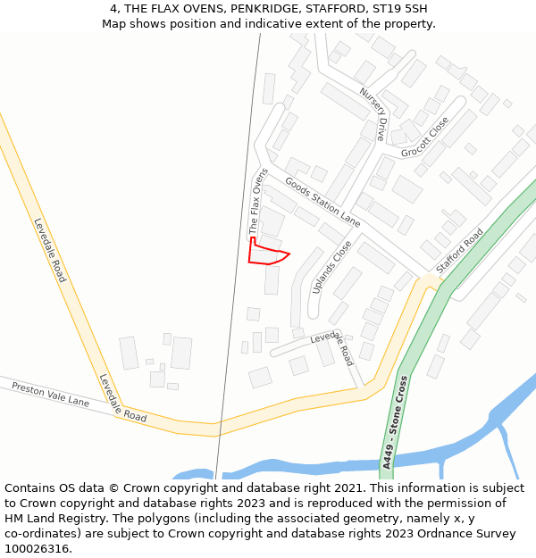 4, THE FLAX OVENS, PENKRIDGE, STAFFORD, ST19 5SH: Location map and indicative extent of plot