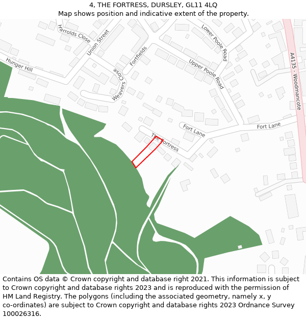 4, THE FORTRESS, DURSLEY, GL11 4LQ: Location map and indicative extent of plot