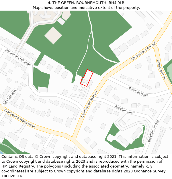 4, THE GREEN, BOURNEMOUTH, BH4 9LR: Location map and indicative extent of plot