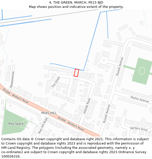 4, THE GREEN, MARCH, PE15 8JD: Location map and indicative extent of plot