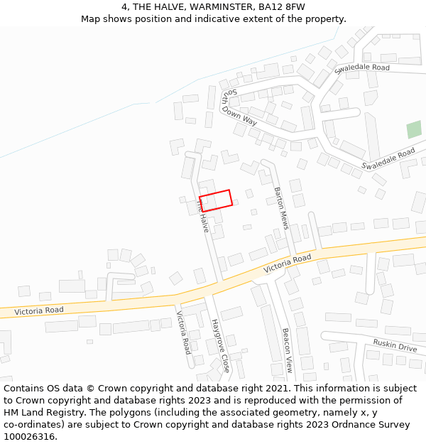 4, THE HALVE, WARMINSTER, BA12 8FW: Location map and indicative extent of plot