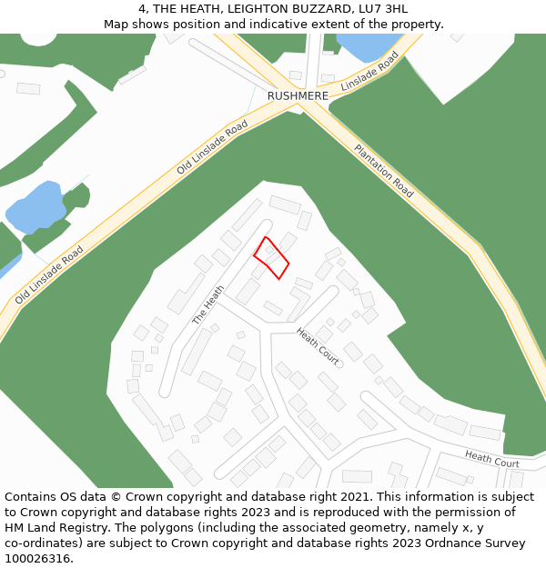 4, THE HEATH, LEIGHTON BUZZARD, LU7 3HL: Location map and indicative extent of plot