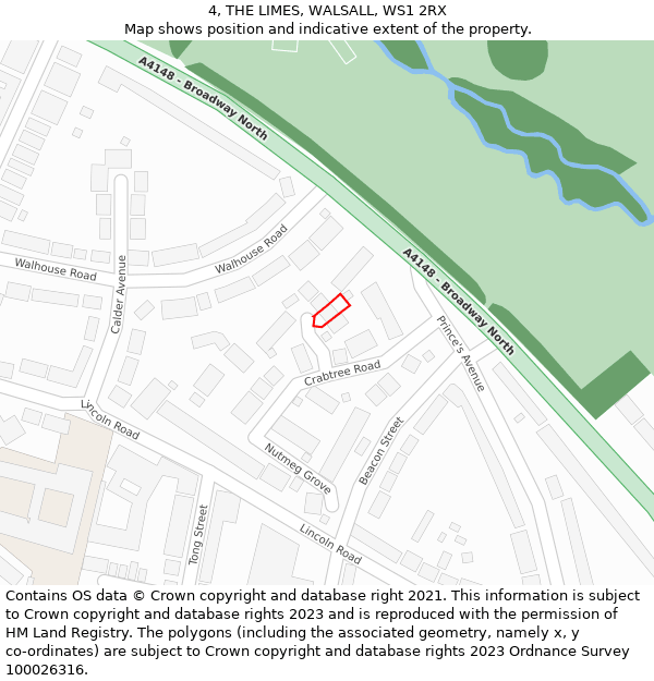4, THE LIMES, WALSALL, WS1 2RX: Location map and indicative extent of plot