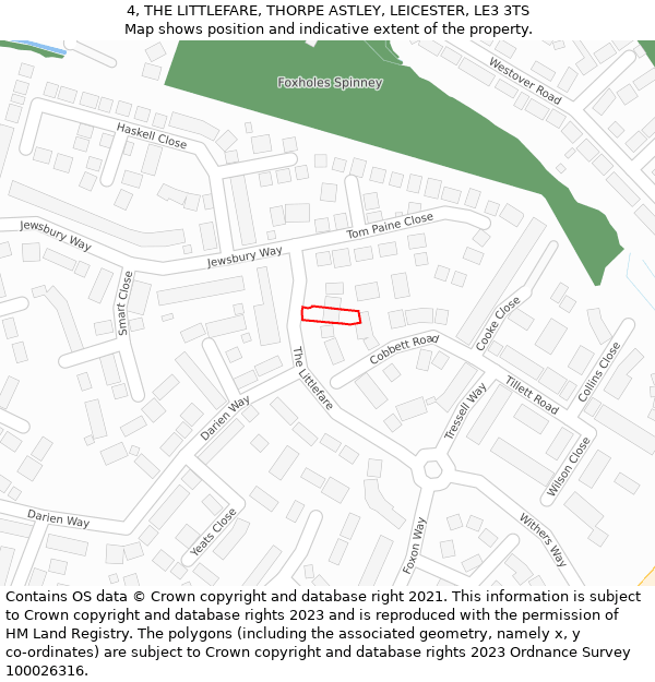 4, THE LITTLEFARE, THORPE ASTLEY, LEICESTER, LE3 3TS: Location map and indicative extent of plot