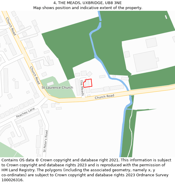 4, THE MEADS, UXBRIDGE, UB8 3NE: Location map and indicative extent of plot