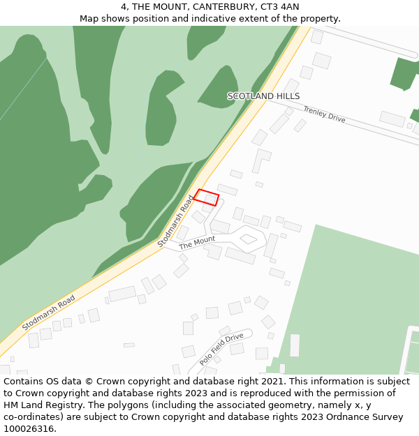 4, THE MOUNT, CANTERBURY, CT3 4AN: Location map and indicative extent of plot