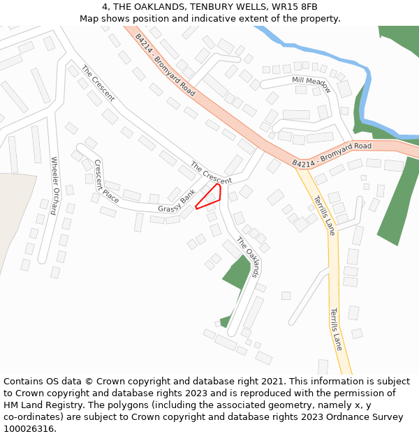 4, THE OAKLANDS, TENBURY WELLS, WR15 8FB: Location map and indicative extent of plot