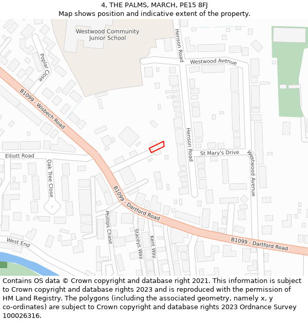 4, THE PALMS, MARCH, PE15 8FJ: Location map and indicative extent of plot