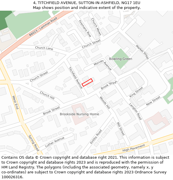 4, TITCHFIELD AVENUE, SUTTON-IN-ASHFIELD, NG17 1EU: Location map and indicative extent of plot