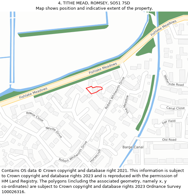 4, TITHE MEAD, ROMSEY, SO51 7SD: Location map and indicative extent of plot