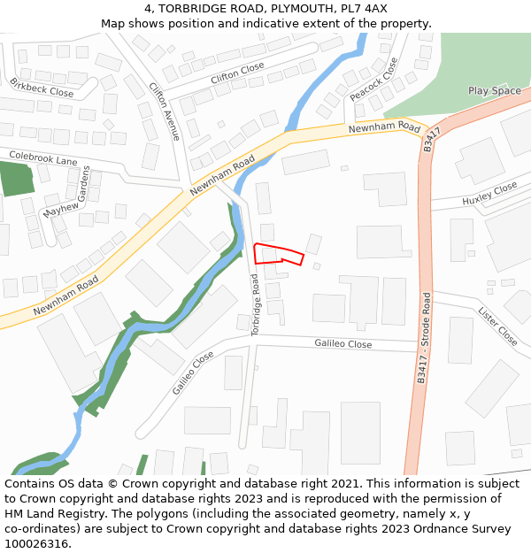 4, TORBRIDGE ROAD, PLYMOUTH, PL7 4AX: Location map and indicative extent of plot