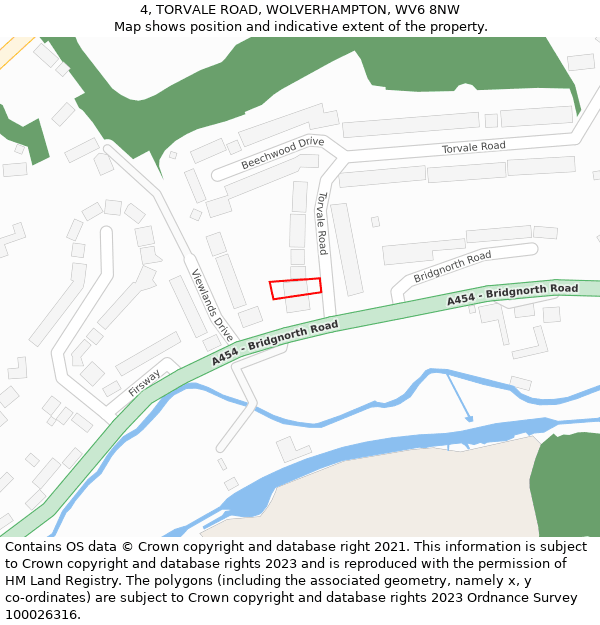 4, TORVALE ROAD, WOLVERHAMPTON, WV6 8NW: Location map and indicative extent of plot
