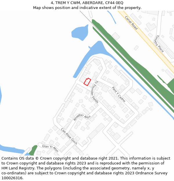 4, TREM Y CWM, ABERDARE, CF44 0EQ: Location map and indicative extent of plot