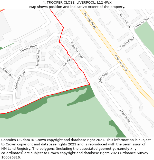 4, TROOPER CLOSE, LIVERPOOL, L12 4WX: Location map and indicative extent of plot
