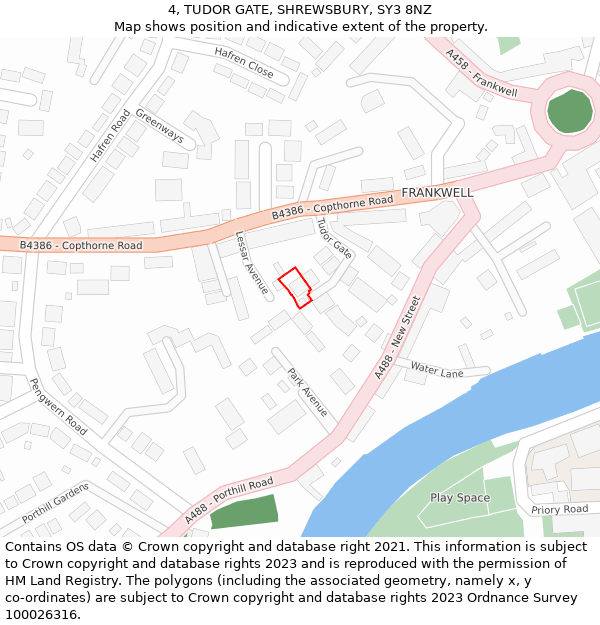 4, TUDOR GATE, SHREWSBURY, SY3 8NZ: Location map and indicative extent of plot