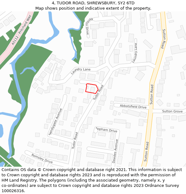 4, TUDOR ROAD, SHREWSBURY, SY2 6TD: Location map and indicative extent of plot