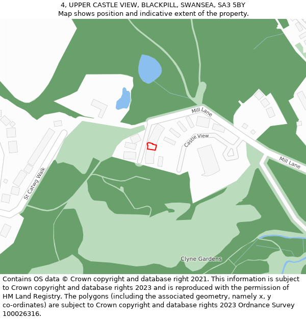 4, UPPER CASTLE VIEW, BLACKPILL, SWANSEA, SA3 5BY: Location map and indicative extent of plot