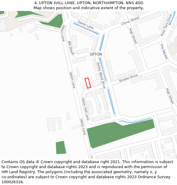 4, UPTON HALL LANE, UPTON, NORTHAMPTON, NN5 4DG: Location map and indicative extent of plot