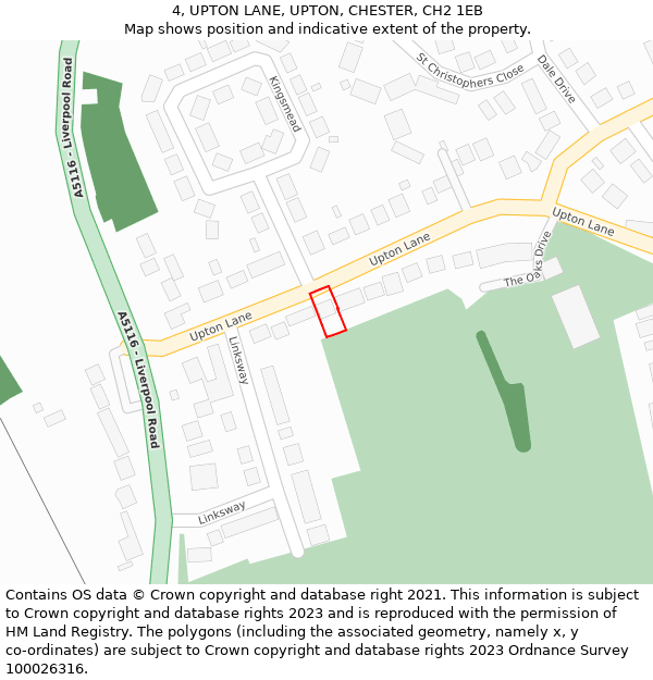 4, UPTON LANE, UPTON, CHESTER, CH2 1EB: Location map and indicative extent of plot