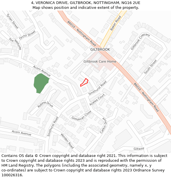 4, VERONICA DRIVE, GILTBROOK, NOTTINGHAM, NG16 2UE: Location map and indicative extent of plot