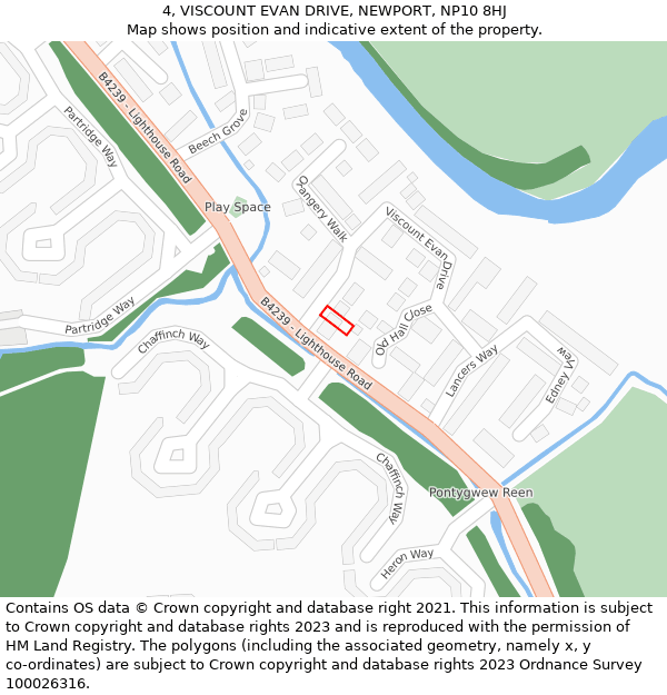 4, VISCOUNT EVAN DRIVE, NEWPORT, NP10 8HJ: Location map and indicative extent of plot