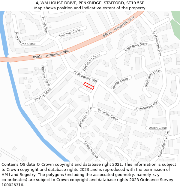 4, WALHOUSE DRIVE, PENKRIDGE, STAFFORD, ST19 5SP: Location map and indicative extent of plot