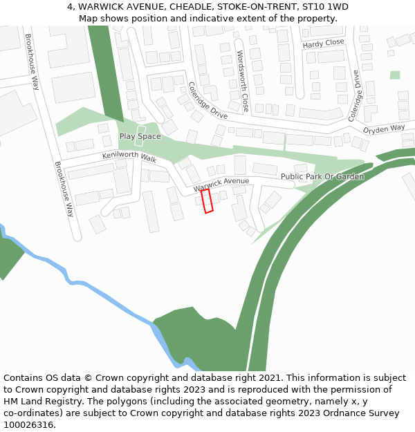 4, WARWICK AVENUE, CHEADLE, STOKE-ON-TRENT, ST10 1WD: Location map and indicative extent of plot