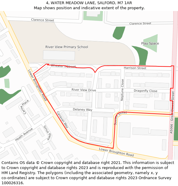 4, WATER MEADOW LANE, SALFORD, M7 1AR: Location map and indicative extent of plot