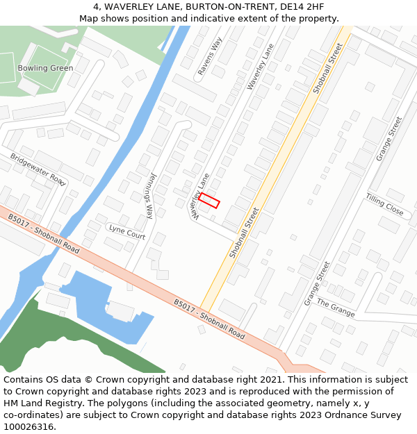 4, WAVERLEY LANE, BURTON-ON-TRENT, DE14 2HF: Location map and indicative extent of plot