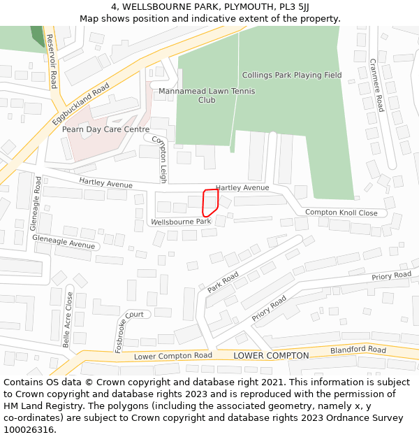 4, WELLSBOURNE PARK, PLYMOUTH, PL3 5JJ: Location map and indicative extent of plot