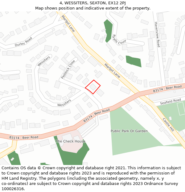 4, WESSITERS, SEATON, EX12 2PJ: Location map and indicative extent of plot