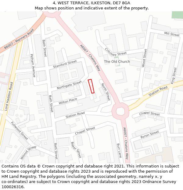 4, WEST TERRACE, ILKESTON, DE7 8GA: Location map and indicative extent of plot