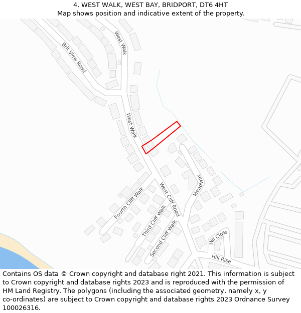 4, WEST WALK, WEST BAY, BRIDPORT, DT6 4HT: Location map and indicative extent of plot