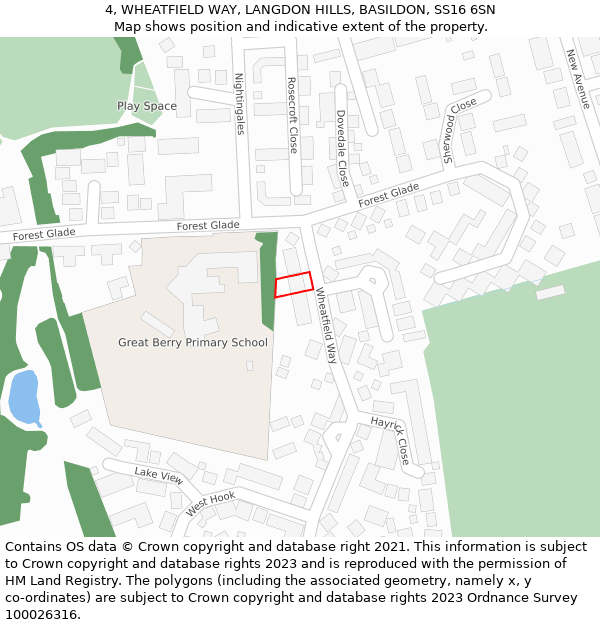 4, WHEATFIELD WAY, LANGDON HILLS, BASILDON, SS16 6SN: Location map and indicative extent of plot