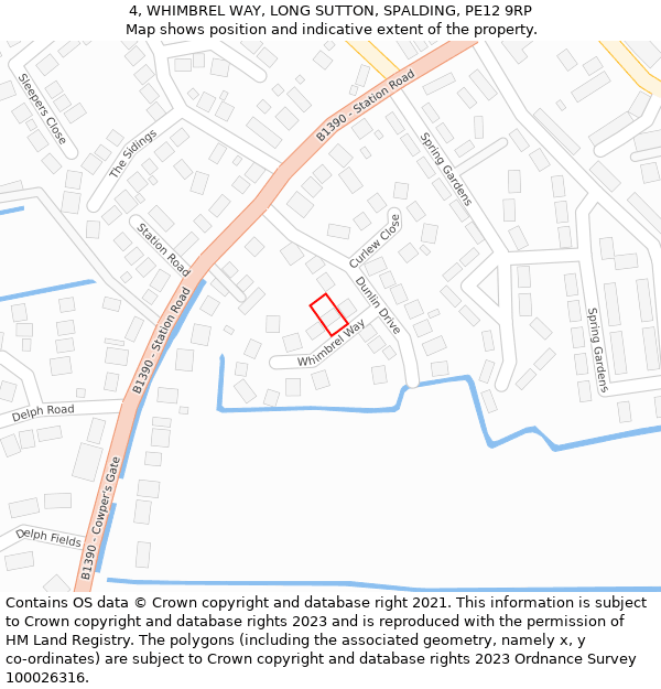 4, WHIMBREL WAY, LONG SUTTON, SPALDING, PE12 9RP: Location map and indicative extent of plot