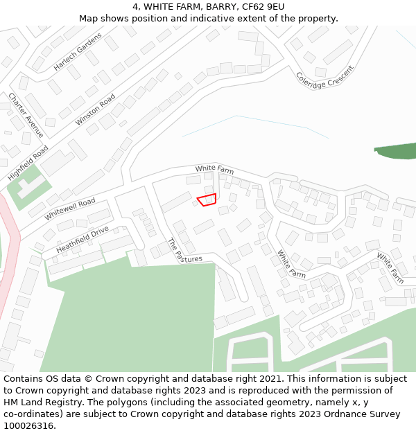 4, WHITE FARM, BARRY, CF62 9EU: Location map and indicative extent of plot