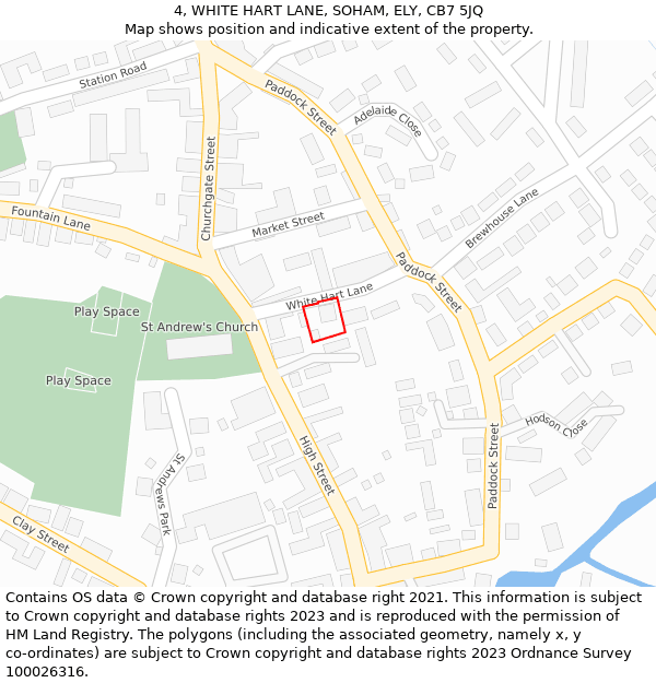 4, WHITE HART LANE, SOHAM, ELY, CB7 5JQ: Location map and indicative extent of plot