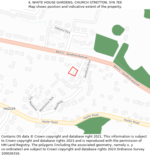 4, WHITE HOUSE GARDENS, CHURCH STRETTON, SY6 7EE: Location map and indicative extent of plot