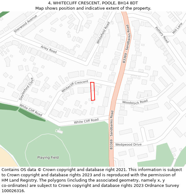 4, WHITECLIFF CRESCENT, POOLE, BH14 8DT: Location map and indicative extent of plot