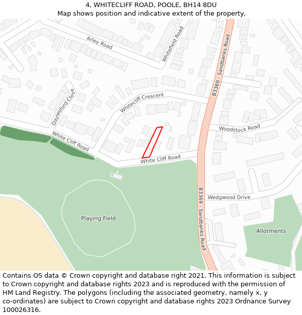 4, WHITECLIFF ROAD, POOLE, BH14 8DU: Location map and indicative extent of plot