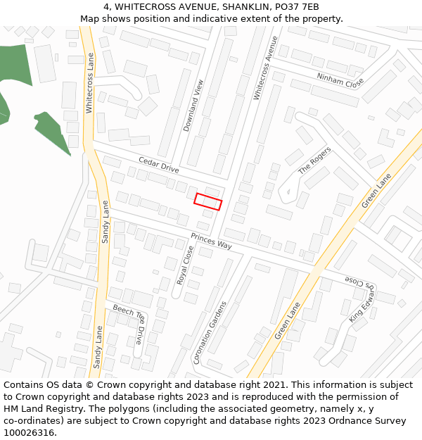 4, WHITECROSS AVENUE, SHANKLIN, PO37 7EB: Location map and indicative extent of plot