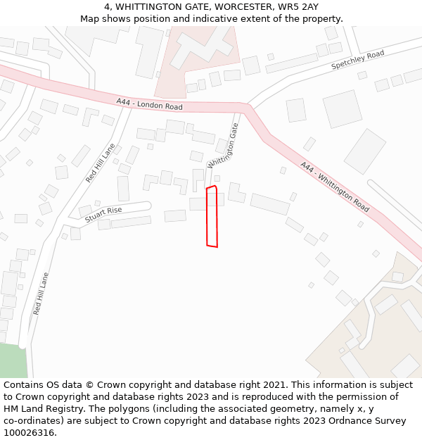 4, WHITTINGTON GATE, WORCESTER, WR5 2AY: Location map and indicative extent of plot