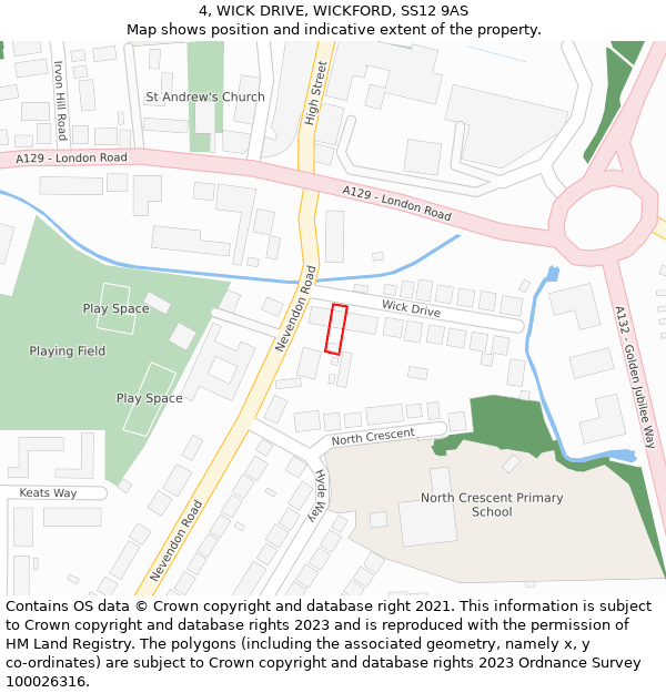 4, WICK DRIVE, WICKFORD, SS12 9AS: Location map and indicative extent of plot