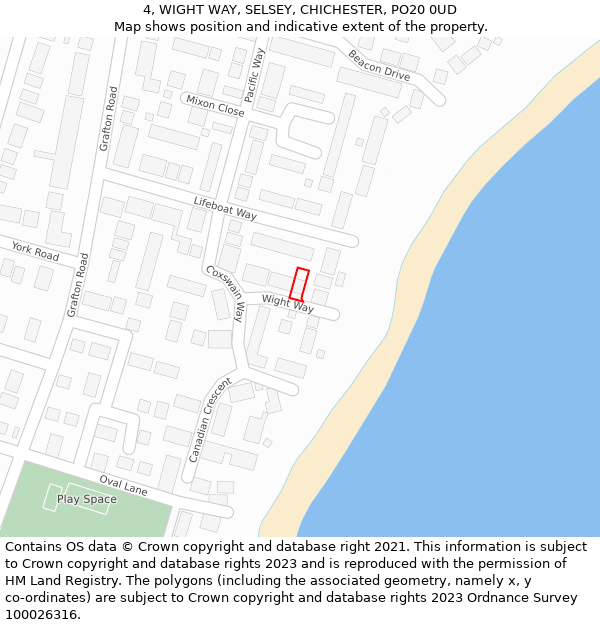 4, WIGHT WAY, SELSEY, CHICHESTER, PO20 0UD: Location map and indicative extent of plot