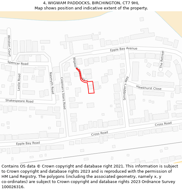 4, WIGWAM PADDOCKS, BIRCHINGTON, CT7 9HL: Location map and indicative extent of plot