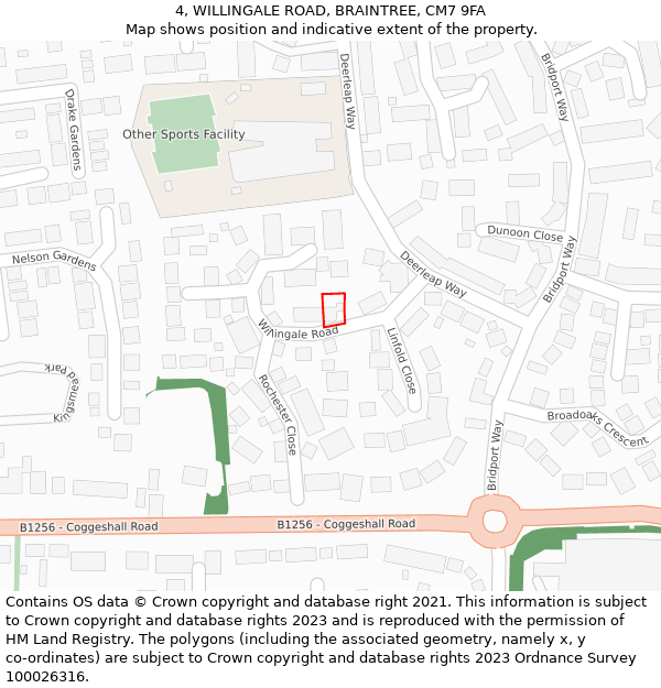 4, WILLINGALE ROAD, BRAINTREE, CM7 9FA: Location map and indicative extent of plot