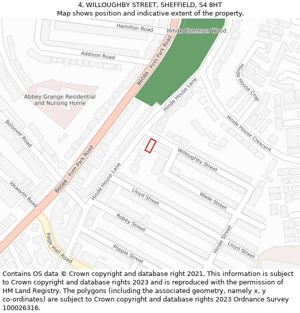 4, WILLOUGHBY STREET, SHEFFIELD, S4 8HT: Location map and indicative extent of plot